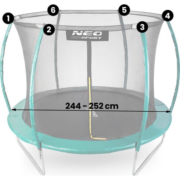 Neo-Sport Siatka wewnętrzna do trampolin 252 cm 8ft