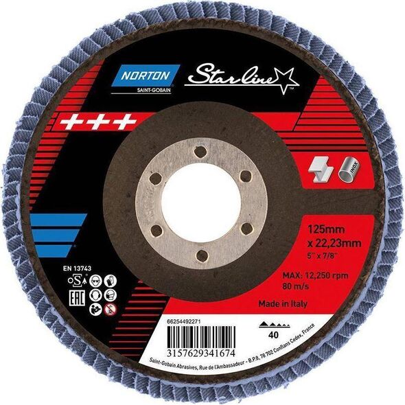 Norton Clipper Tarcza lamelkowa FLD FDTF 125x22 R82B NOR P40 STARL EU