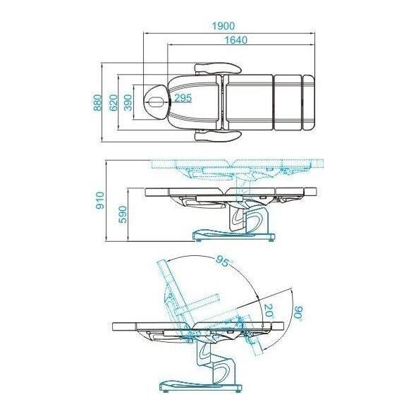 FOTEL KOSMETYCZNY ELEKTR. AZZURRO 708A 4 SILN. BIAŁY