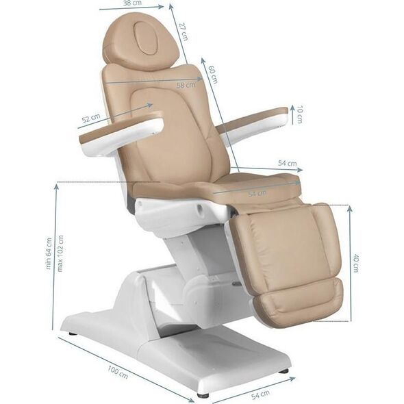 FOTEL KOSMETYCZNY ELEKTR. AZZURRO 870 3 SILN. CAPPUCCINO