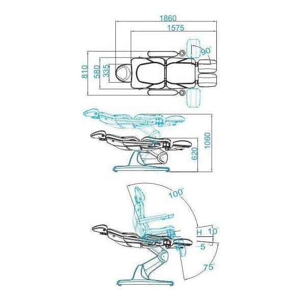 FOTEL KOSMETYCZNY ELEKTR. AZZURRO 870S PEDI 3 SILN. BIAŁY