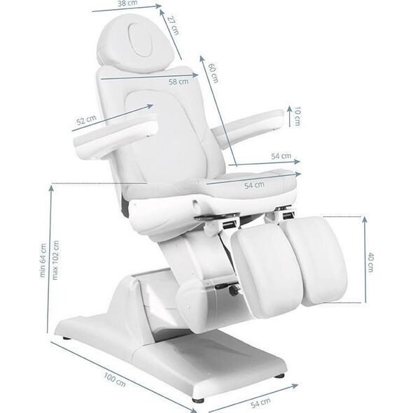 FOTEL KOSMETYCZNY ELEKTR. AZZURRO 870S PEDI 3 SILN. BIAŁY