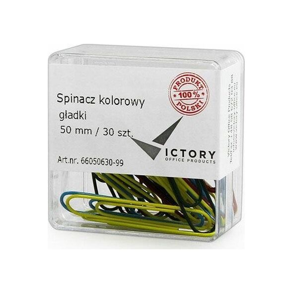 Victory Office Product SPINACZE BIUROWE VICTORY OFFICE 50MM 30 SZT. OKRĄGŁE MIX KOLORÓW POJEMNIK PLASTIKOWY