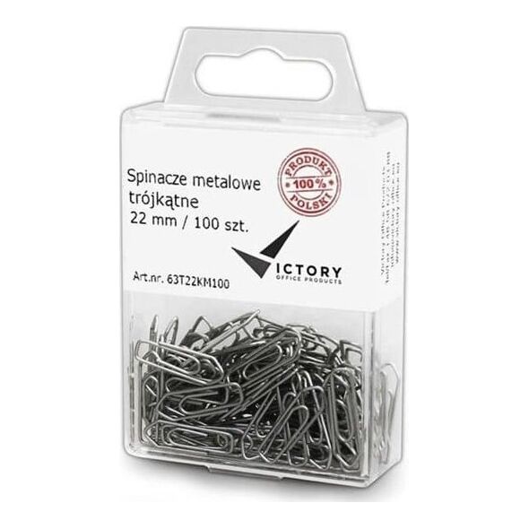 Victory Office Product SPINACZE BIUROWE VICTORY OFFICE 22MM 100 SZT. TRÓJKĄTNE POJEMNIK PLASTIKOWY ZAWIESZANY