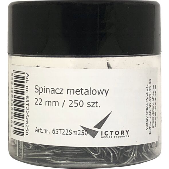 Victory Office Product SPINACZE BIUROWE VICTORY OFFICE 22MM 250 SZT. TRÓJKĄTNE SŁOIK MAŁY