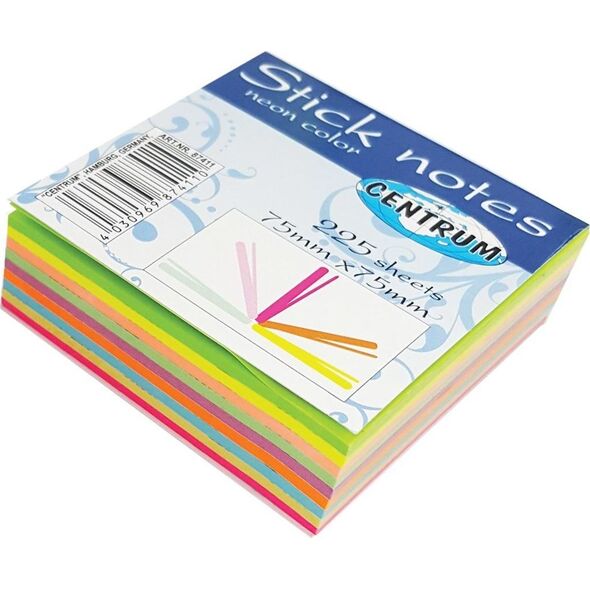 Centrum NOTES SAMOPRZYLEPNY CENTRUM 75X75MM 225 KARTEK NOENOWY 9 KOLORÓW PO 25 KARTEK 87411