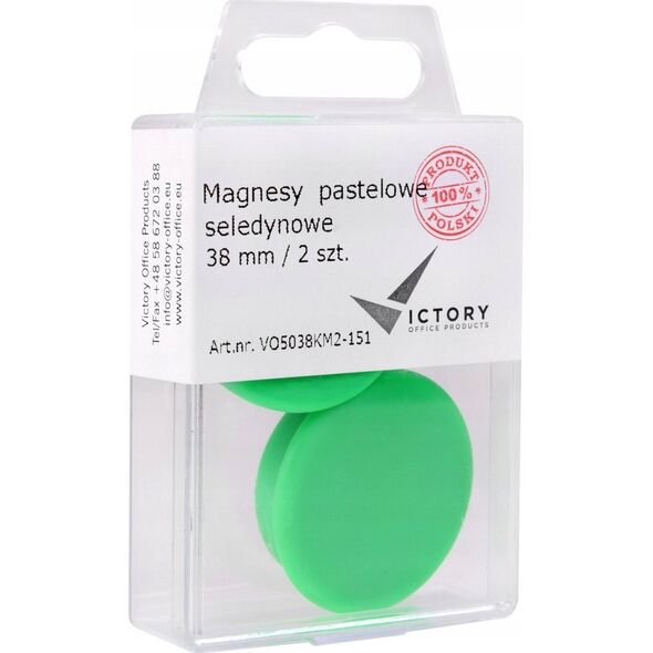 Victory Office Product MAGNESY VICTORY OFFICE 38MM 2SZT. PASTELOWE SELEDYNOWE