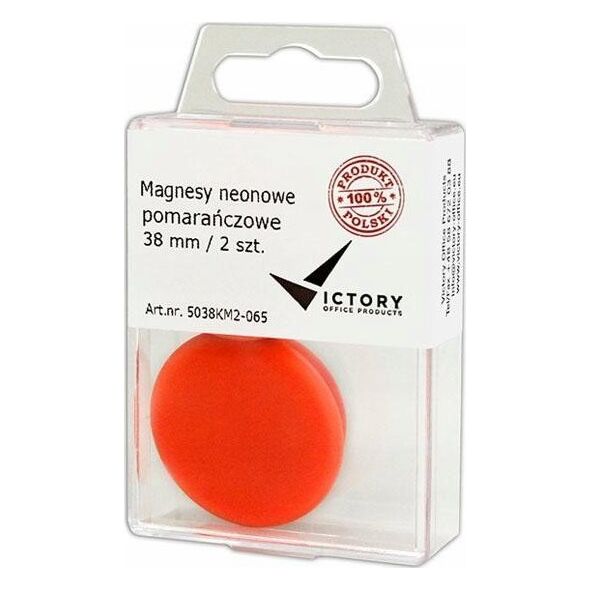 Victory Office Product MAGNESY VICTORY OFFICE 38MM 2SZT. NEONOWE POMARAŃCZOWE