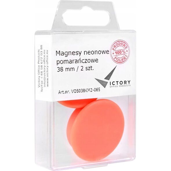Victory Office Product MAGNESY VICTORY OFFICE 38MM 2SZT. NEONOWE POMARAŃCZOWE