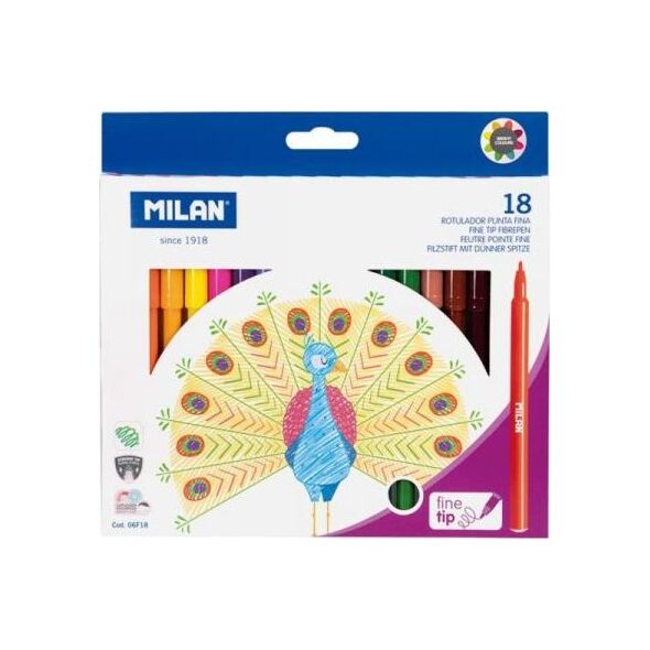 Milan Flamastry z cienką końcowką 18 kolorów 06F18 MILAN