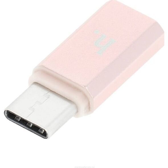 Adapter USB Hoco USB-C - microUSB Różowy  (6957531031253)