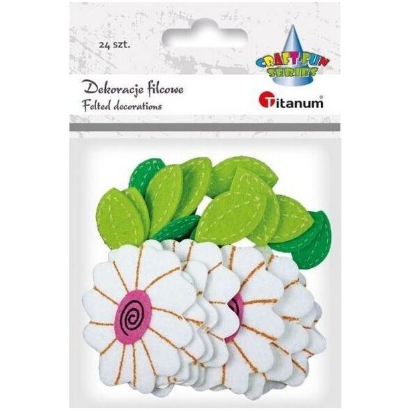 Titanum Naklejki filcowe 3D kwiatki, listki mix 24szt