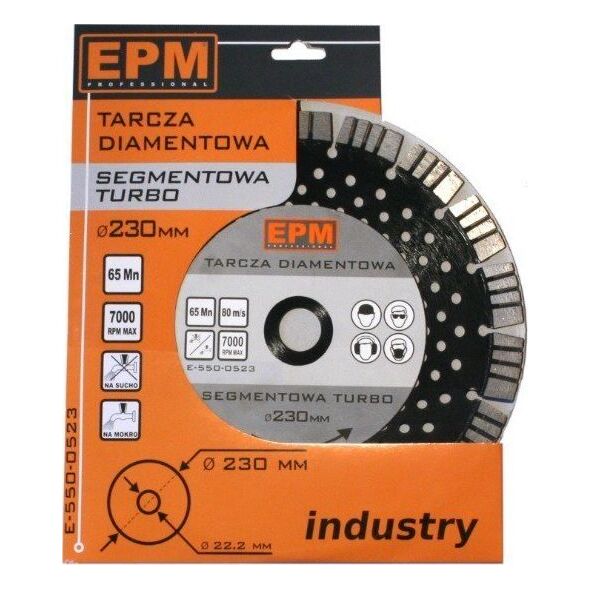 EPM Tarcza Diamentowa Segmentowa Turbo Z Otworami Chłodzą. 230mm