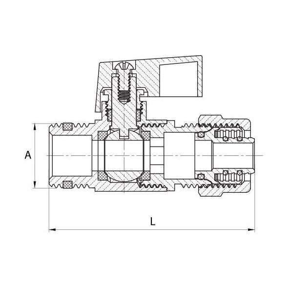 Unimet ZAWÓR KULOWY PEX MINI Z DŁAWICĄ 1/2*16 CIEPŁA WODA
