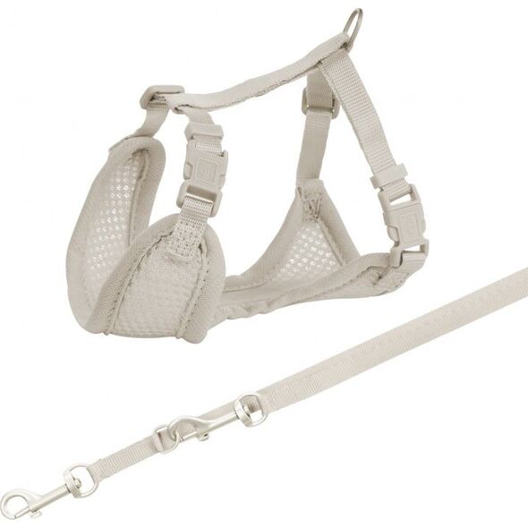 Trixie Miękkie szelki dla szczeniąt ze smyczą Junior, 26–34 cm/10 mm, 2.00 m, jasnoszare