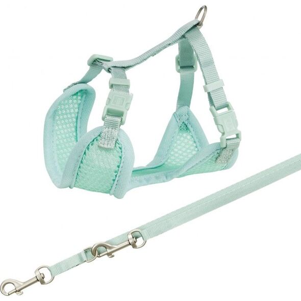 Trixie Miękkie szelki dla szczeniąt ze smyczą Junior, 26–34 cm/10 mm, 2.00 m, kolor miętowy