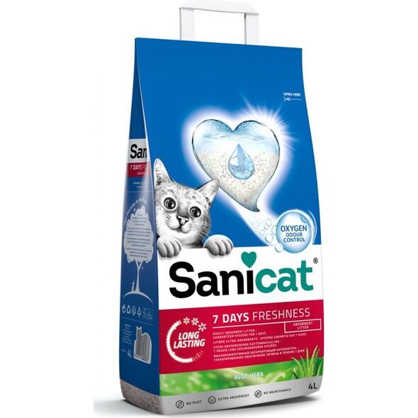 Żwirek dla kota Sanicat 7 Days Aloe Vera Naturalny 4 l