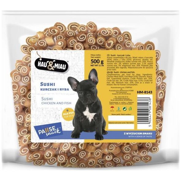 Hau&Miau Pausesnack przysmak dla psa, sushi - kurczak i ryba 500g