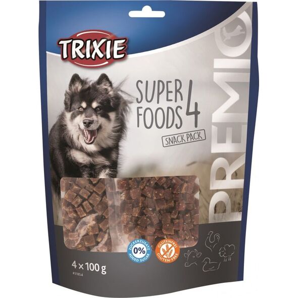Trixie Przysmaki PREMIO 4 Superfoods, kurczak, kaczka, wołowina, jagnięcina, 4 × 100 g