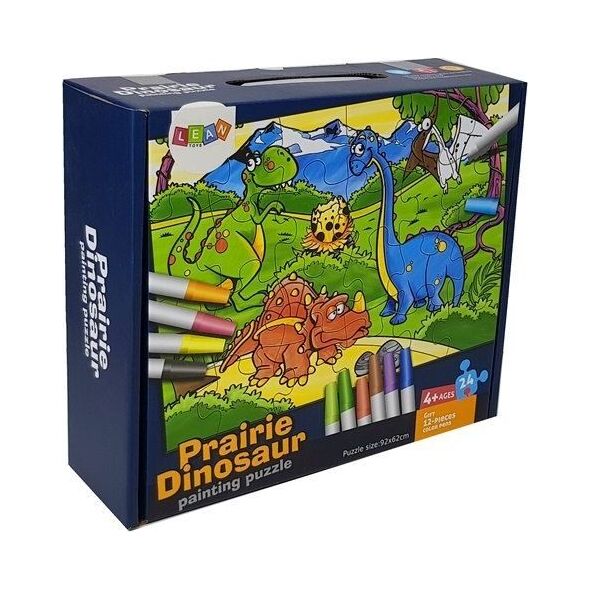 Lean Sport Puzzle Do Kolorowania Dinozaury Pisaki 24 el.