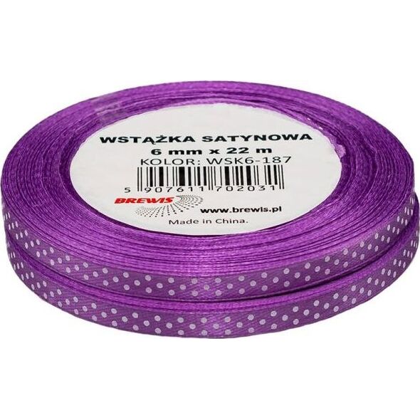 BREWIS Wstążka satynowa BREWIS kropki 6mm WSK6-187 Brewis
