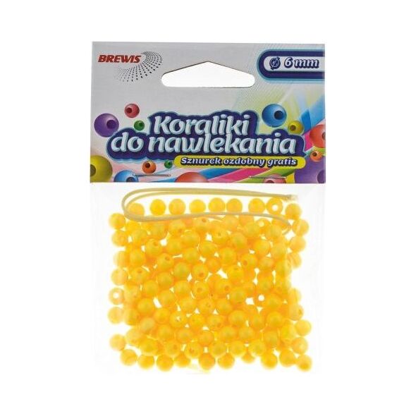 BREWIS Koraliki do nawlekania BREWIS 6mm K6-2 żółty Brewis