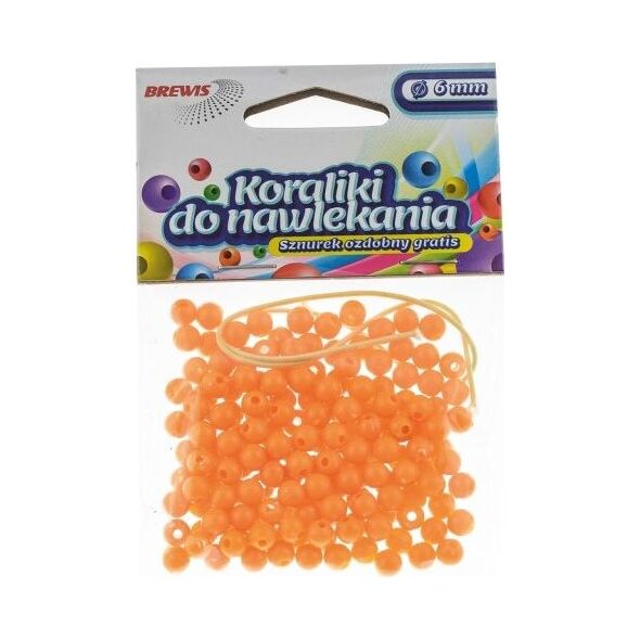 BREWIS Koraliki do nawlekania BREWIS 6mm K6-4 pomarań. Brewis