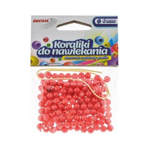 BREWIS Koraliki do nawlekania BREWIS 6mm K6-9 czerwony Brewis