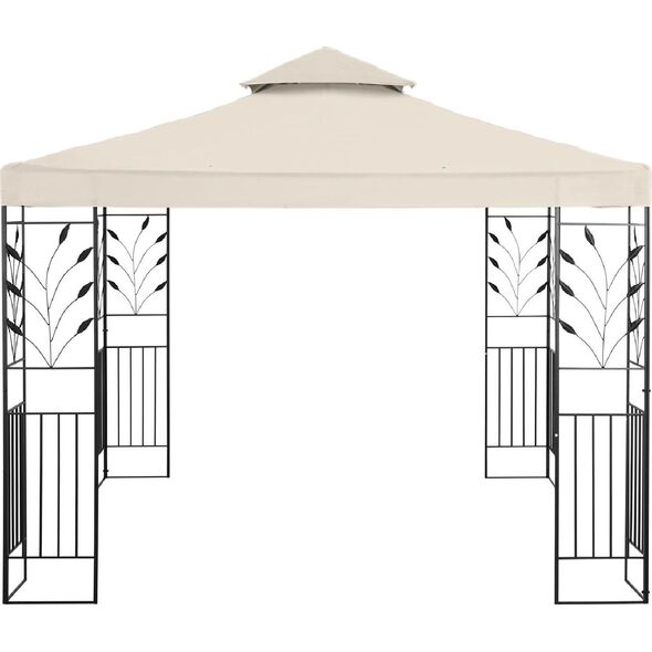 Uniprodo Pawilon ogrodowy altana z ornamentem składana 3 x 3 x 2.6 m kremowy Pawilon ogrodowy altana z ornamentem składana 3 x 3 x 2,6 m kremowy
