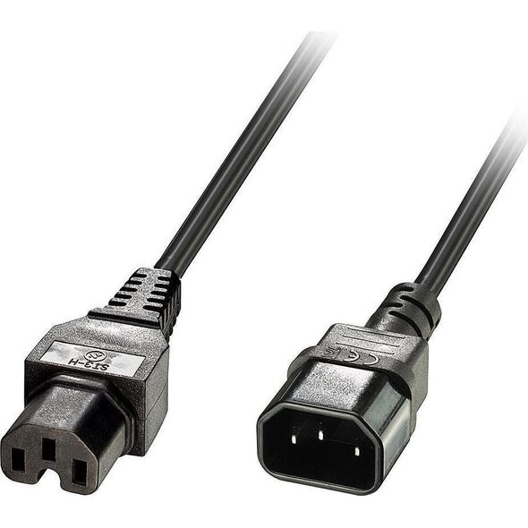 Kabel zasilający Lindy Lindy 30314 Przedłużacz zasilający IEC C14 to IEC C15 odporny na wysokie temperatury - 2m