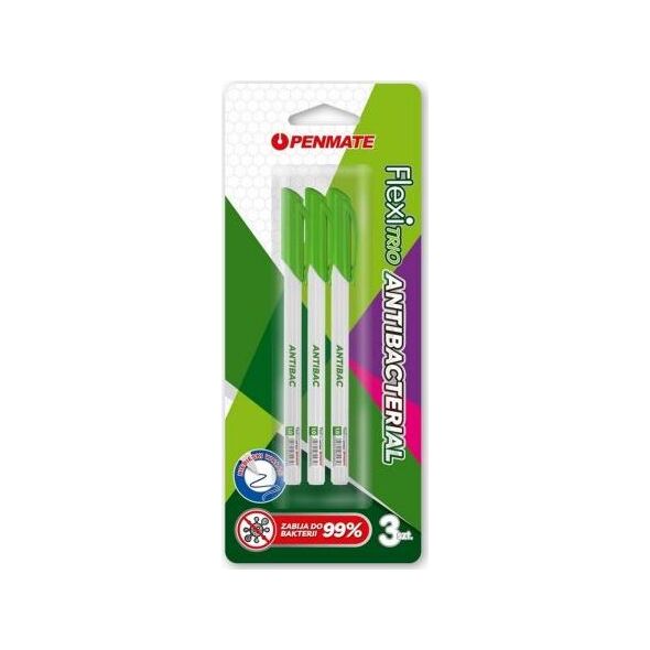 Penmate Długopis Flexi Trio Jet Antibacterial nieb. 3szt (410393)