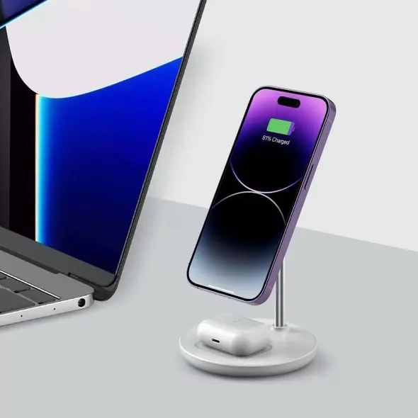 Tech-Protect QI15W-A39 2in1 Magnetic MagSafe Wireless Charger White