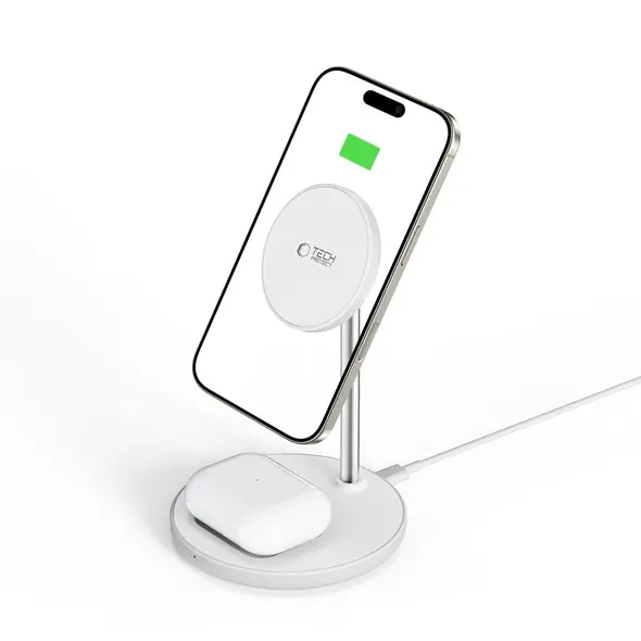 Tech-Protect QI15W-A39 2in1 Magnetic MagSafe Wireless Charger White