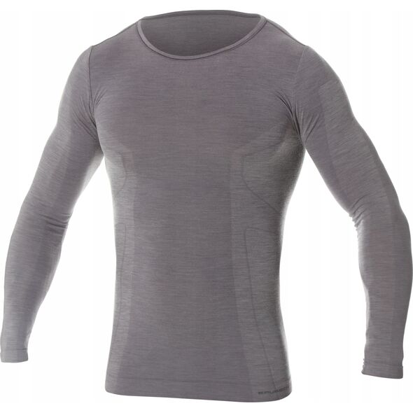 Brubeck LS11600 Koszulka męska z długim rękawem COMFORT WOOL ciemnoszary M