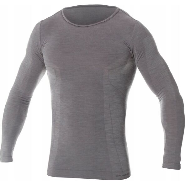 Brubeck LS11600 Koszulka męska z długim rękawem COMFORT WOOL ciemnoszary XXL