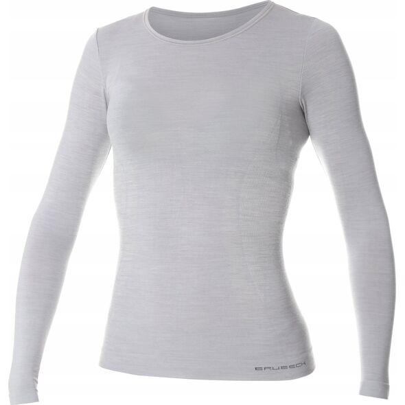 Brubeck LS11610 Koszulka damska z długim rękawem COMFORT WOOL popielaty XL