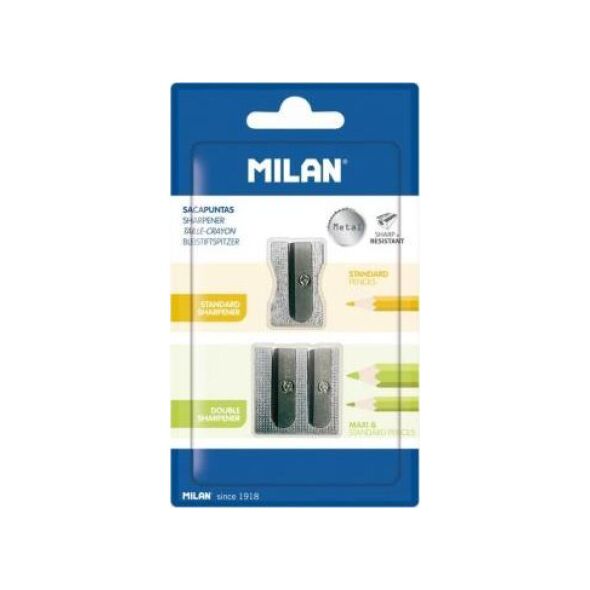 Milan Temperówki aluminiowe Milan pojedyncza i podwójna 2 szt. na blistrze