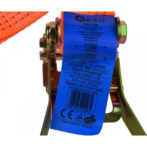 Geko PAS TRANSPORTOWY Z GRZECHOTKĄ 8M/5T/50MM (10) G02358 GEKO