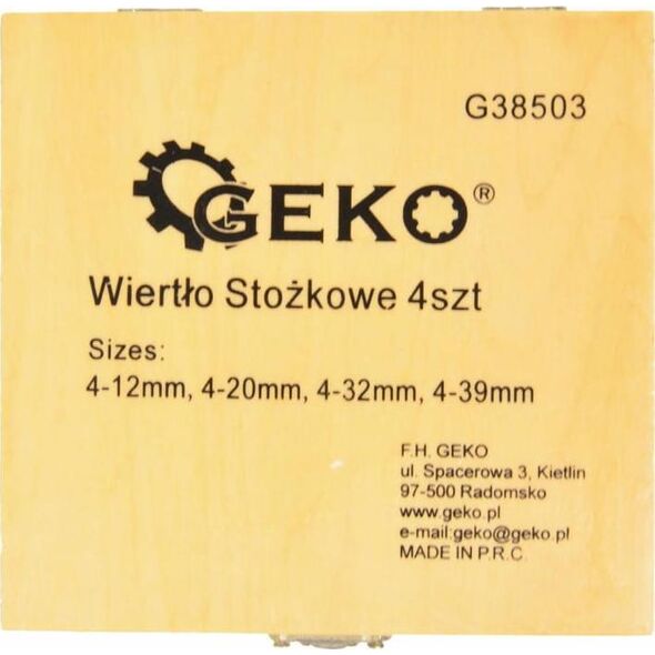 Wiertło Geko ZESTAW WIERTEŁ STOŻKOWYCH 4EL.(4-12,4-20,4-32,4-39)(20) G38503 GEKO