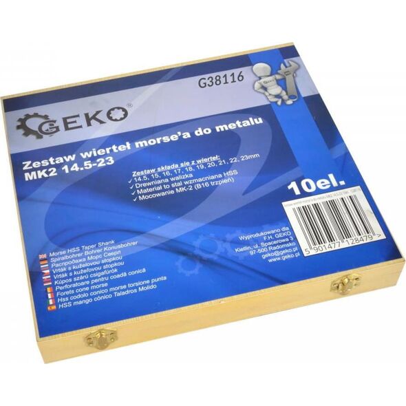 Wiertło Geko ZESTAW10SZT.WIERTEŁ MORSEA DO METALU MK2 14,5-23MM(5) G38116 GEKO
