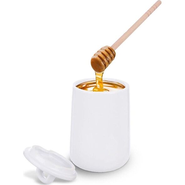 Orion Pojemnik porcelanowy na MIÓD do miodu z pokrywką i łyżeczką pałką 470 ml