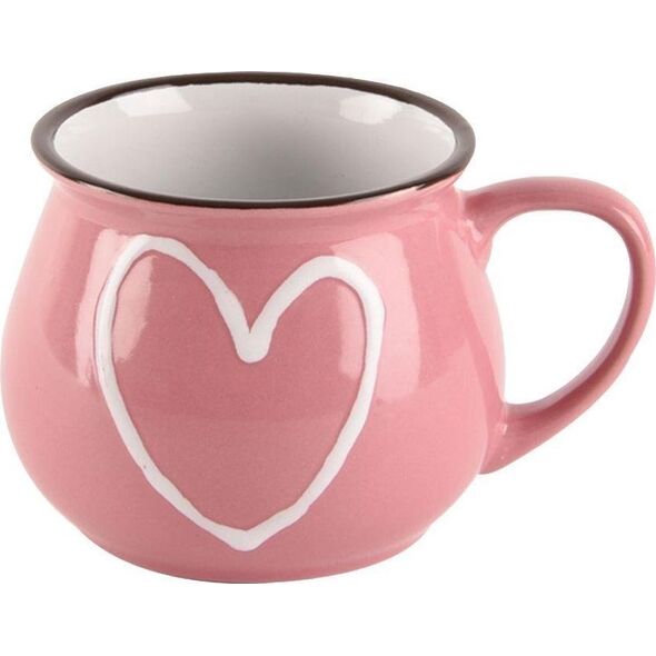 Orion Kubek ceramiczny z uchwytem kolorowe serca zestaw 6 szt. 320 ml
