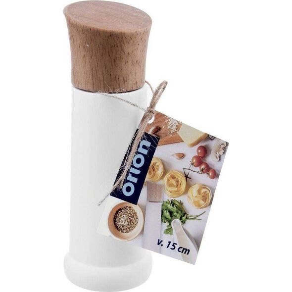 Młynek do przypraw Orion Młynek ręczny manualny do PRZYPRAW pieprzu soli drewniany BIAŁY 20 cm