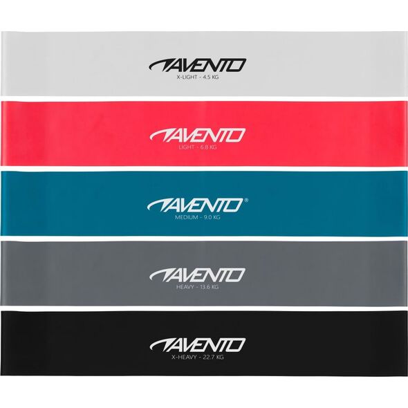 Avento Mini Band różne poziomy oporu w zestawie wielokolorowy 5 szt.