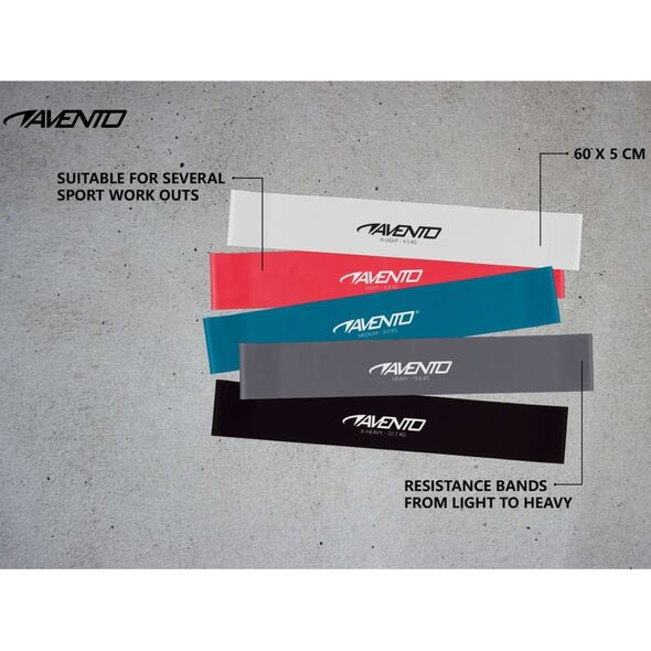 Avento Mini Band różne poziomy oporu w zestawie wielokolorowy 5 szt.