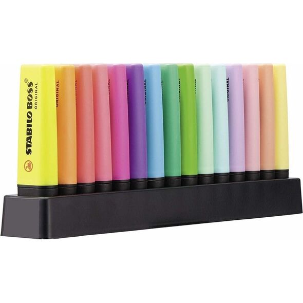 Stabilo ZAKREŚLACZ STABILO BOSS MIX KOLORÓW 15SZT. PASTELOWYCH I NEONOWYCH Z PODSTAWKĄ