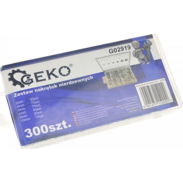 Geko ZESTAW NAKRĘTEK METYRYCZNYCH NIERDZEWNYCH 300SZT.(20) G02919 GEKO