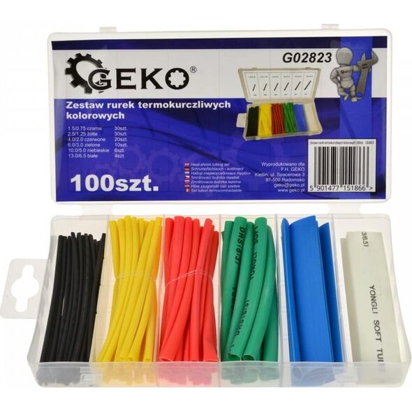 Geko ZESTAW RUREK TERMOKURCZLIWYCH KOLOROWYCH 100SZT. (20) G02823 GEKO