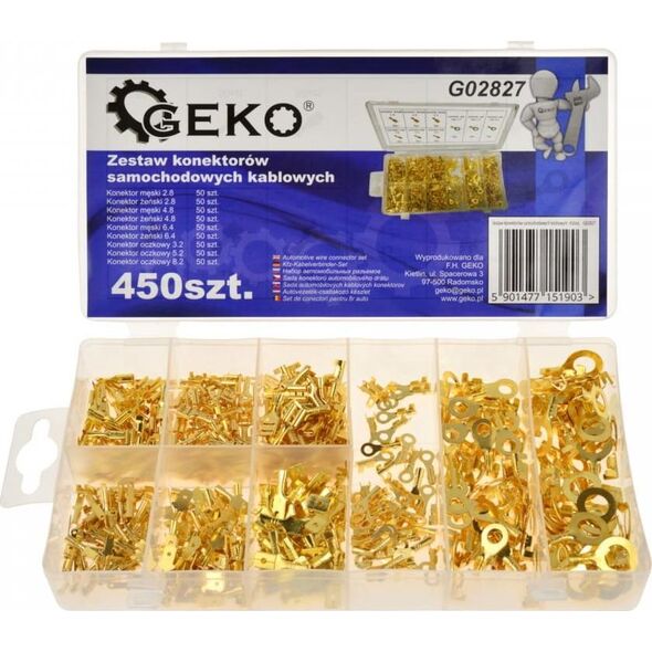 Geko ZESTAW KONEKTORÓW SAMOCHODOWYCH KABLOWYCH 450SZT.(20) G02827 GEKO