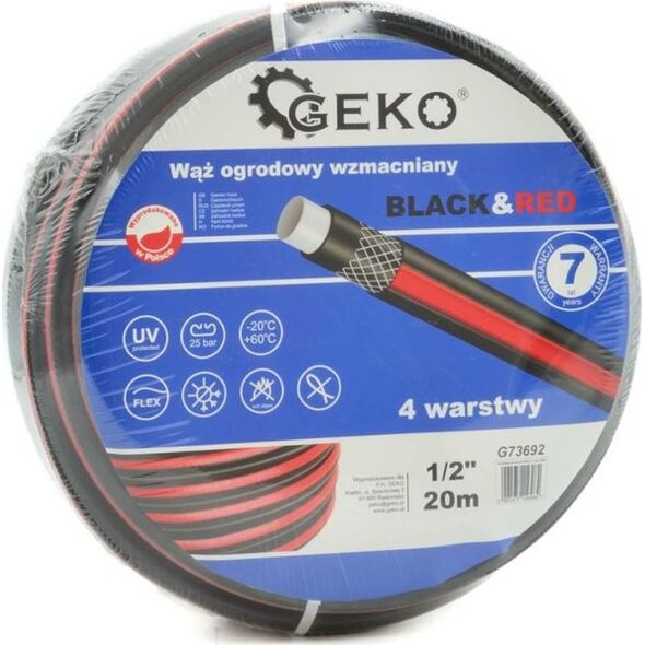 Geko WĄŻ OGRODOWY WZMACNIANY BLACK&RED 1/2" 30M (1) G73693 GEKO